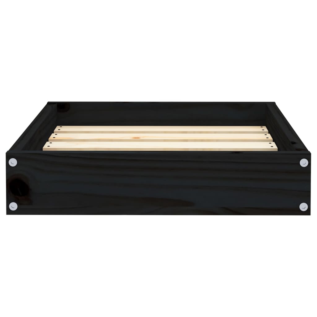Dog bed, black, 51.5x44x9 cm, solid pine wood