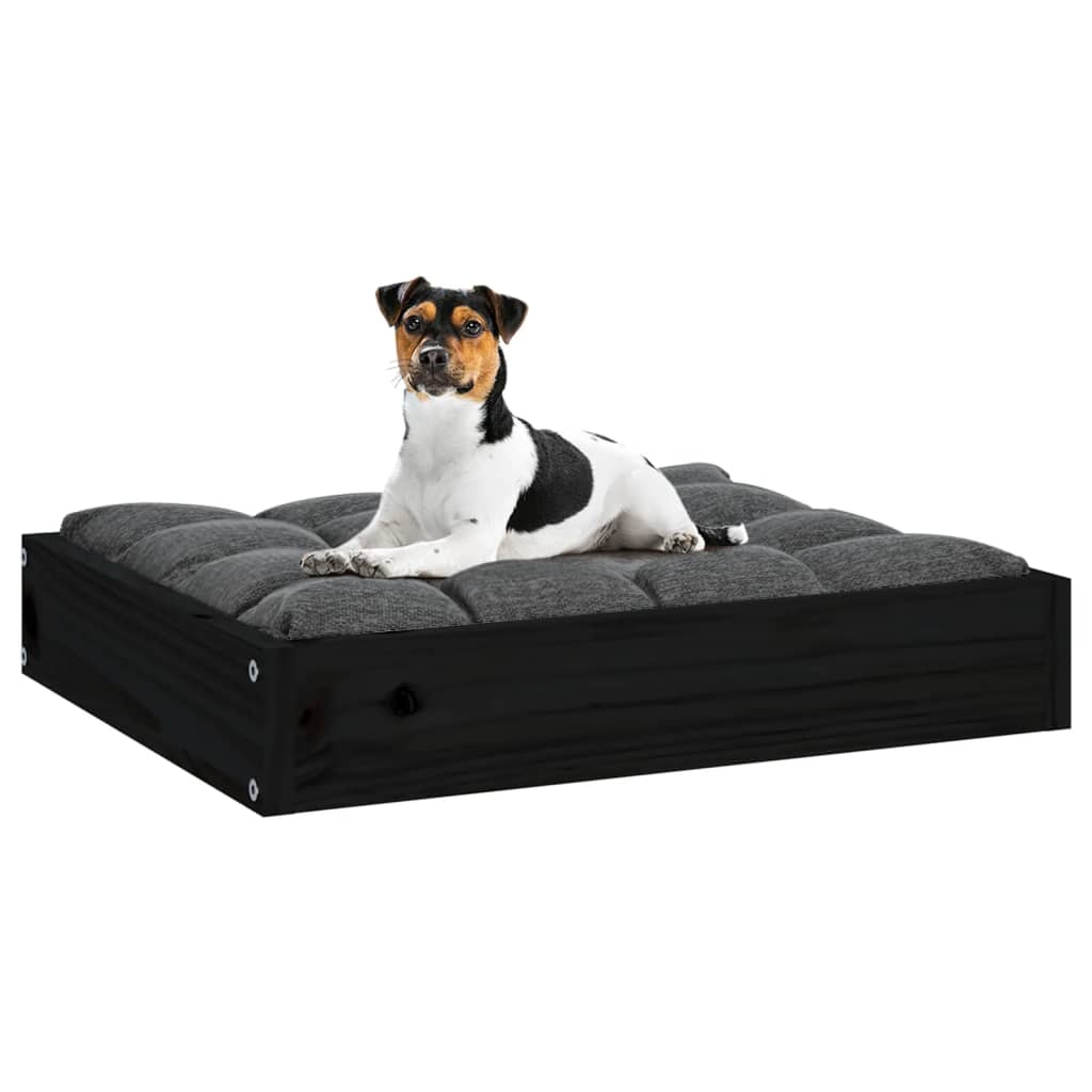 Dog bed, black, 51.5x44x9 cm, solid pine wood