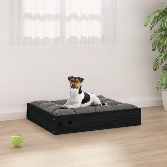 Dog bed, black, 51.5x44x9 cm, solid pine wood