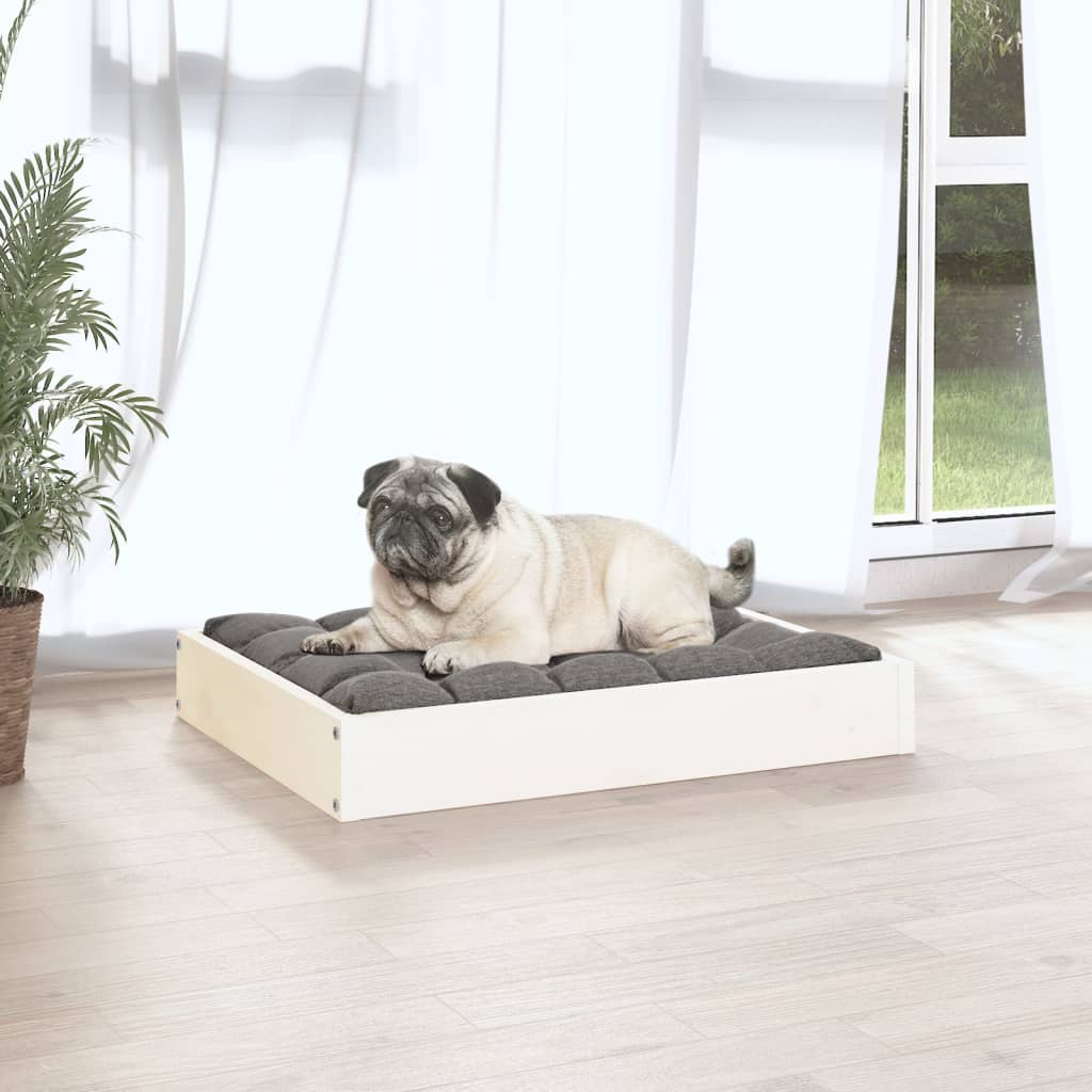 Dog bed, white, 61.5x49x9 cm, solid pine wood