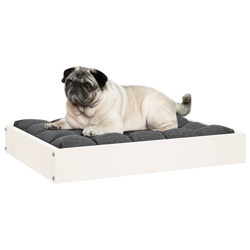 Dog bed, white, 61.5x49x9 cm, solid pine wood