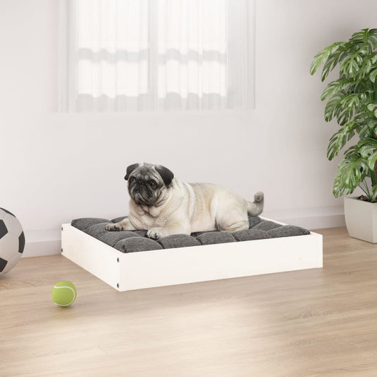 Dog bed, white, 61.5x49x9 cm, solid pine wood