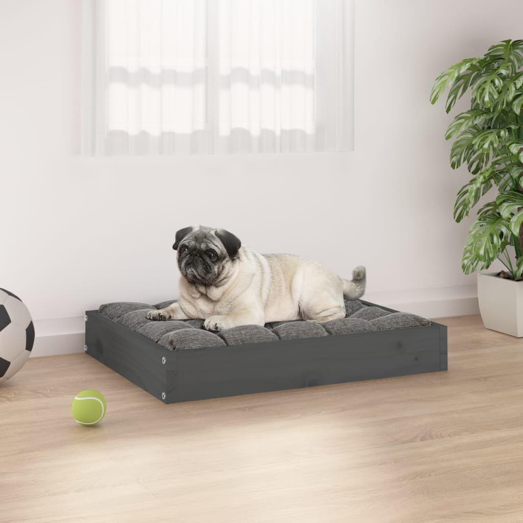 Dog bed, gray, 61.5x49x9 cm, solid pine wood