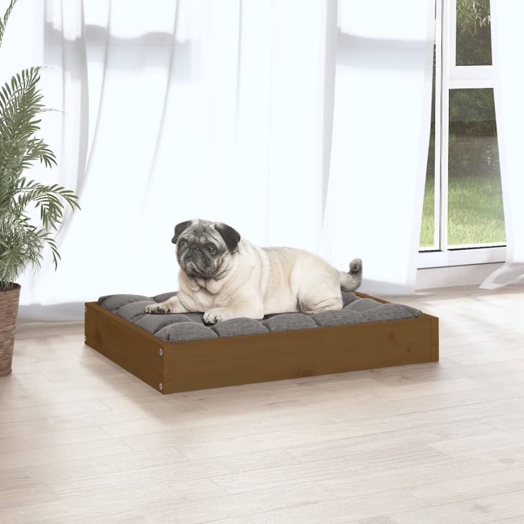 Dog bed, honey brown, 61.5x49x9 cm, solid pine wood