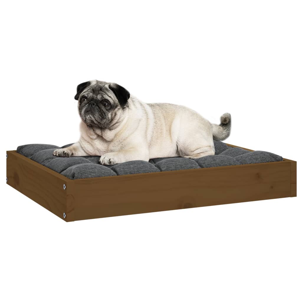 Dog bed, honey brown, 61.5x49x9 cm, solid pine wood