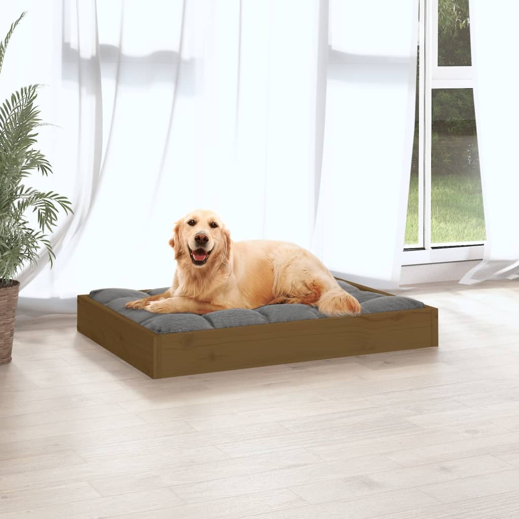 Dog bed, honey brown, 71.5x54x9 cm, solid pine wood