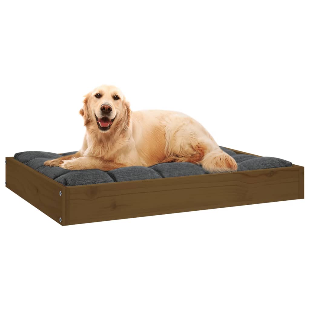 Dog bed, honey brown, 71.5x54x9 cm, solid pine wood