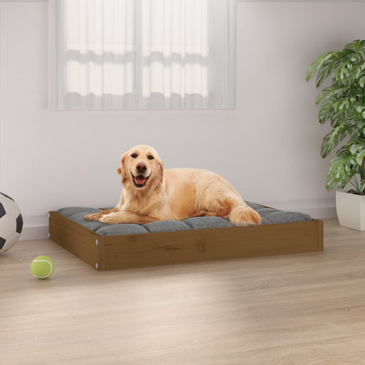 Dog bed, honey brown, 71.5x54x9 cm, solid pine wood