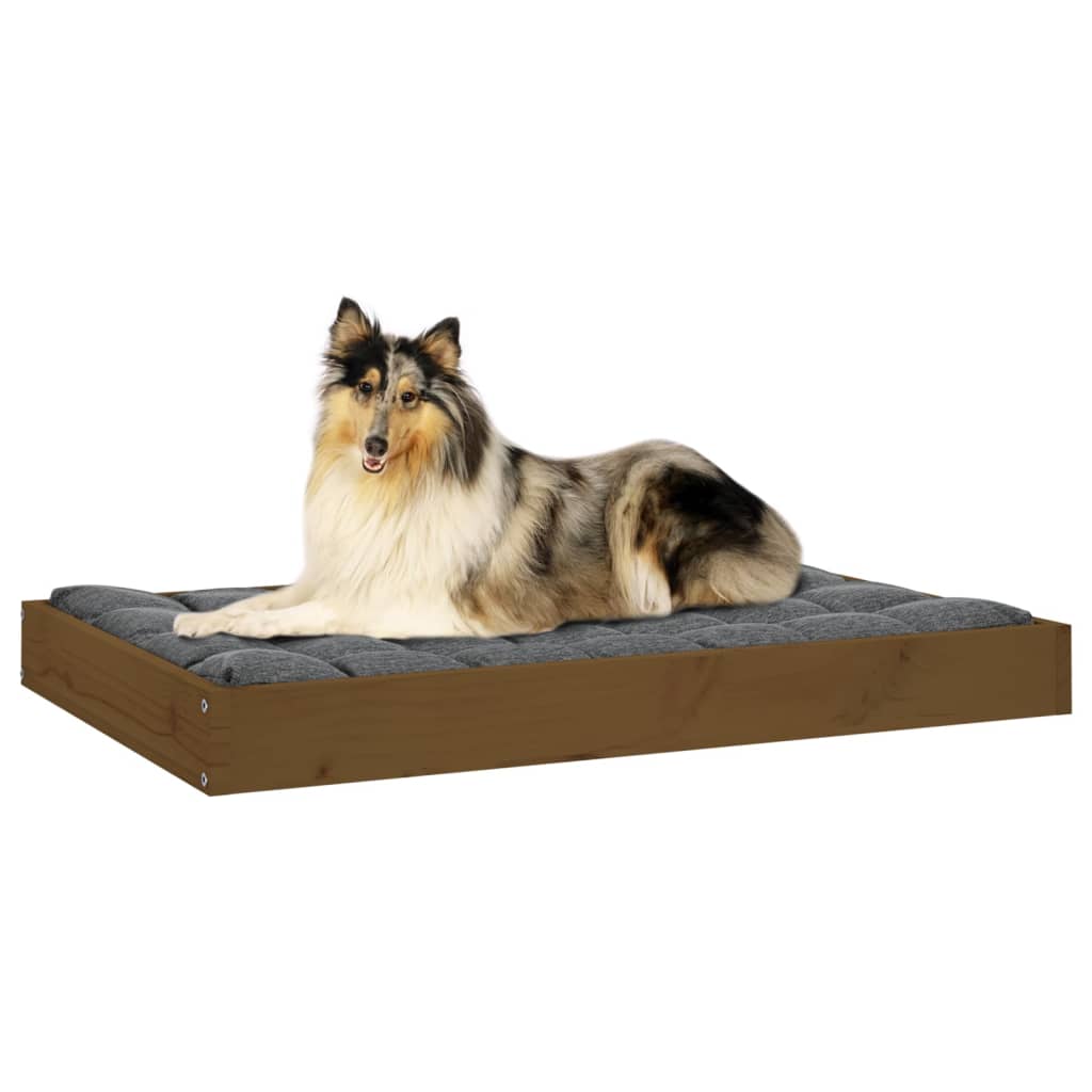 Dog bed, honey brown, 91.5x64x9 cm, solid pine wood
