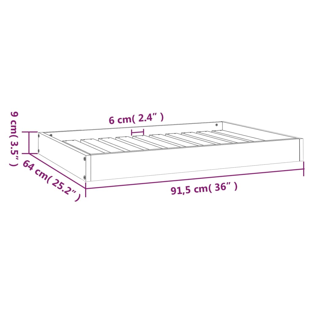 Dog bed, honey brown, 91.5x64x9 cm, solid pine wood