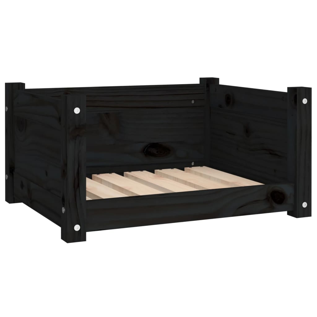 Dog bed, black, 55.5x45.5x28 cm, solid pine wood