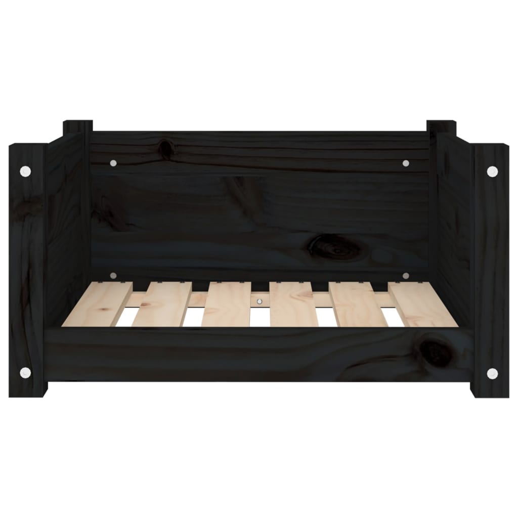 Dog bed, black, 55.5x45.5x28 cm, solid pine wood