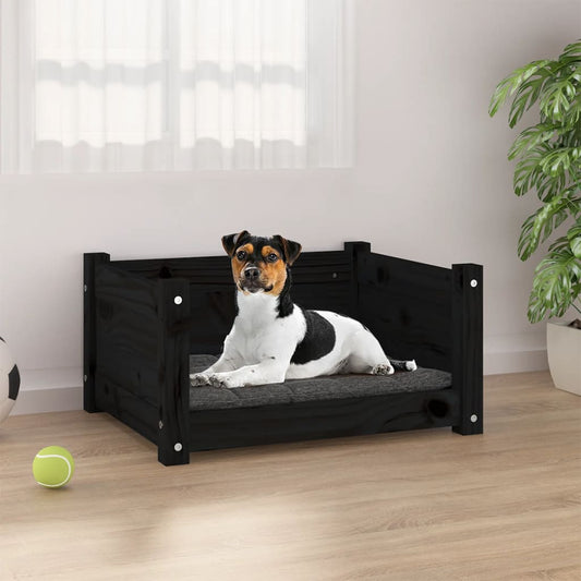 Dog bed, black, 55.5x45.5x28 cm, solid pine wood