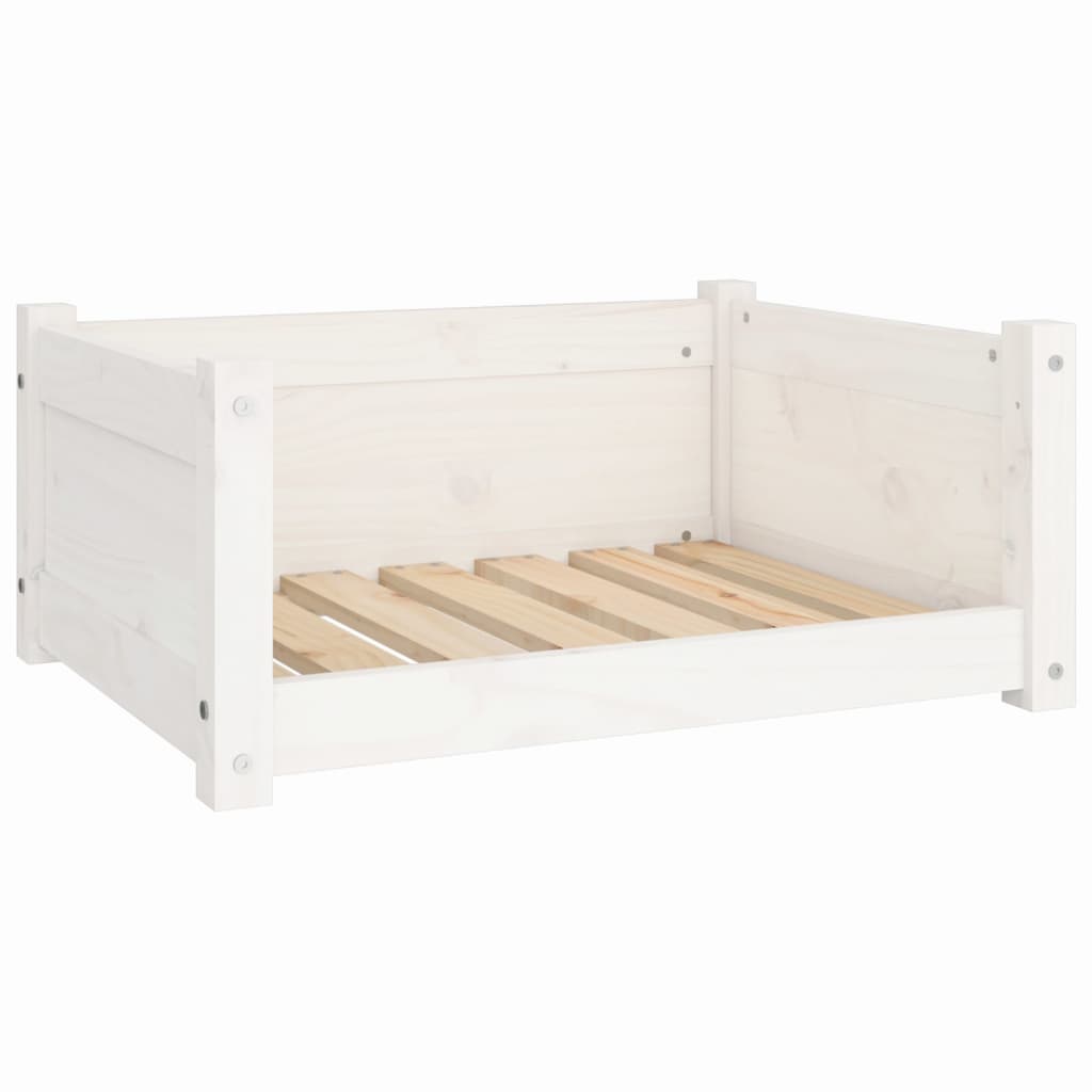 Dog bed, white, 65.5x50.5x28 cm, solid pine wood
