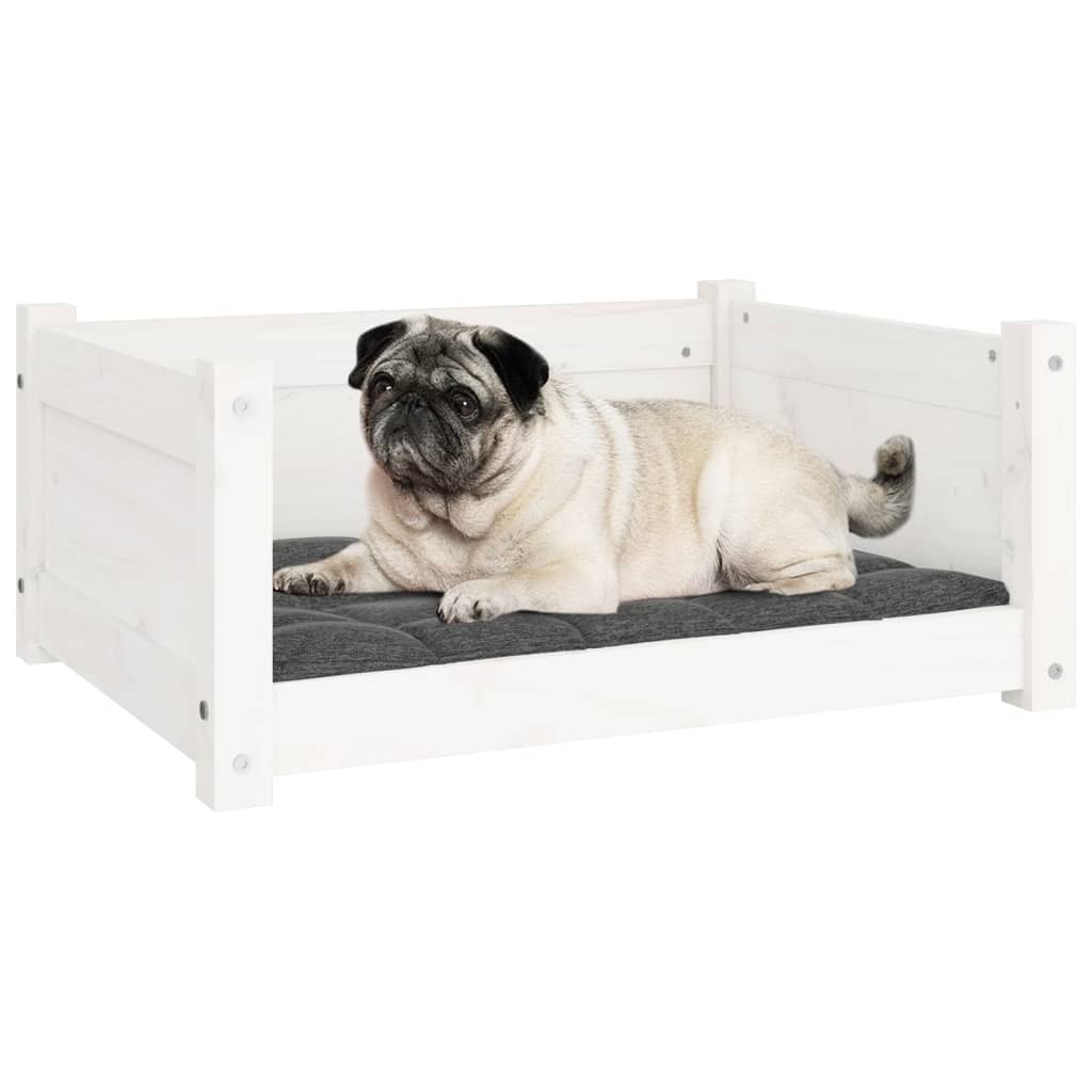 Dog bed, white, 65.5x50.5x28 cm, solid pine wood