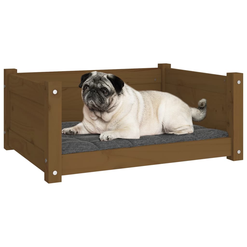 Dog bed, brown, 65.5x50.5x28 cm, solid pine wood
