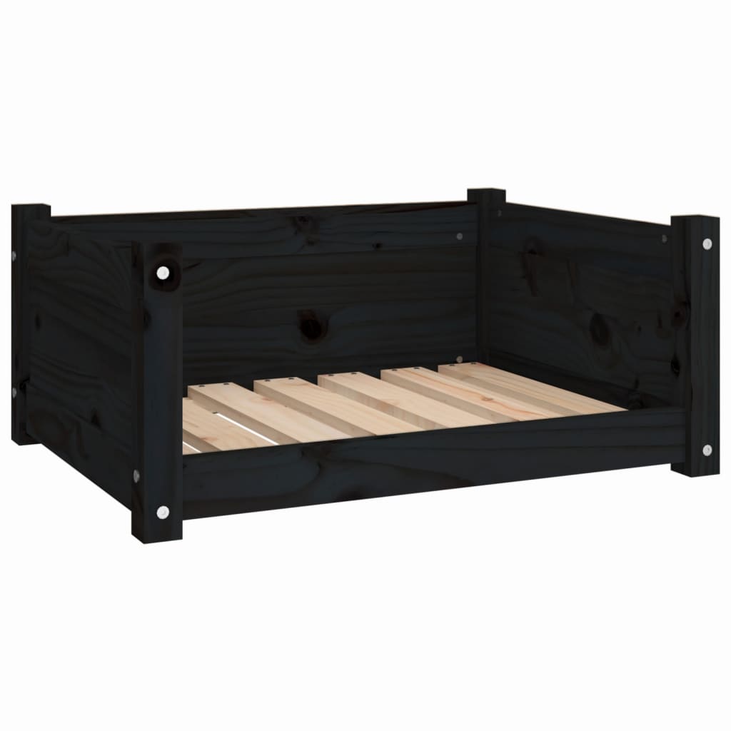 Dog bed, black, 65.5x50.5x28 cm, solid pine wood