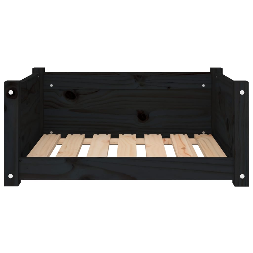 Dog bed, black, 65.5x50.5x28 cm, solid pine wood