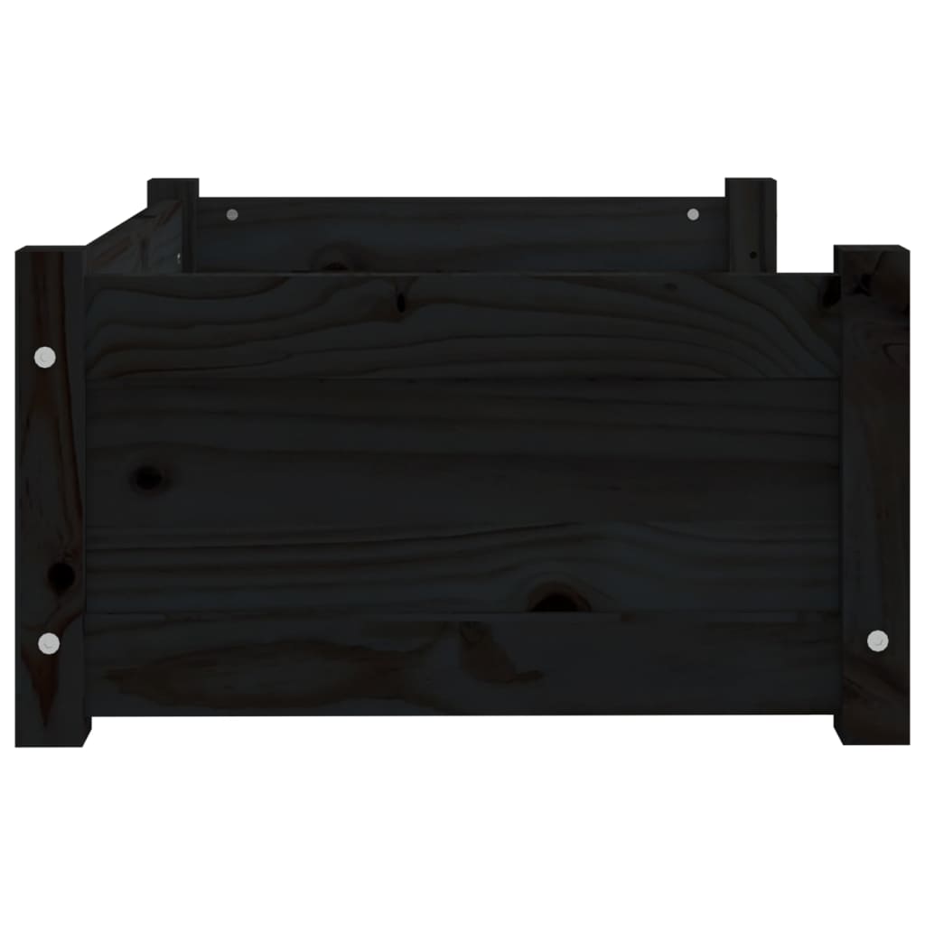 Dog bed, black, 65.5x50.5x28 cm, solid pine wood
