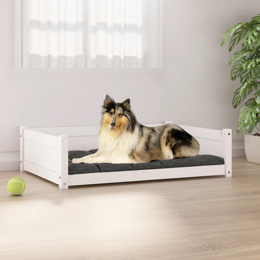 Dog bed, white, 95.5x65.5x28 cm, solid pine wood