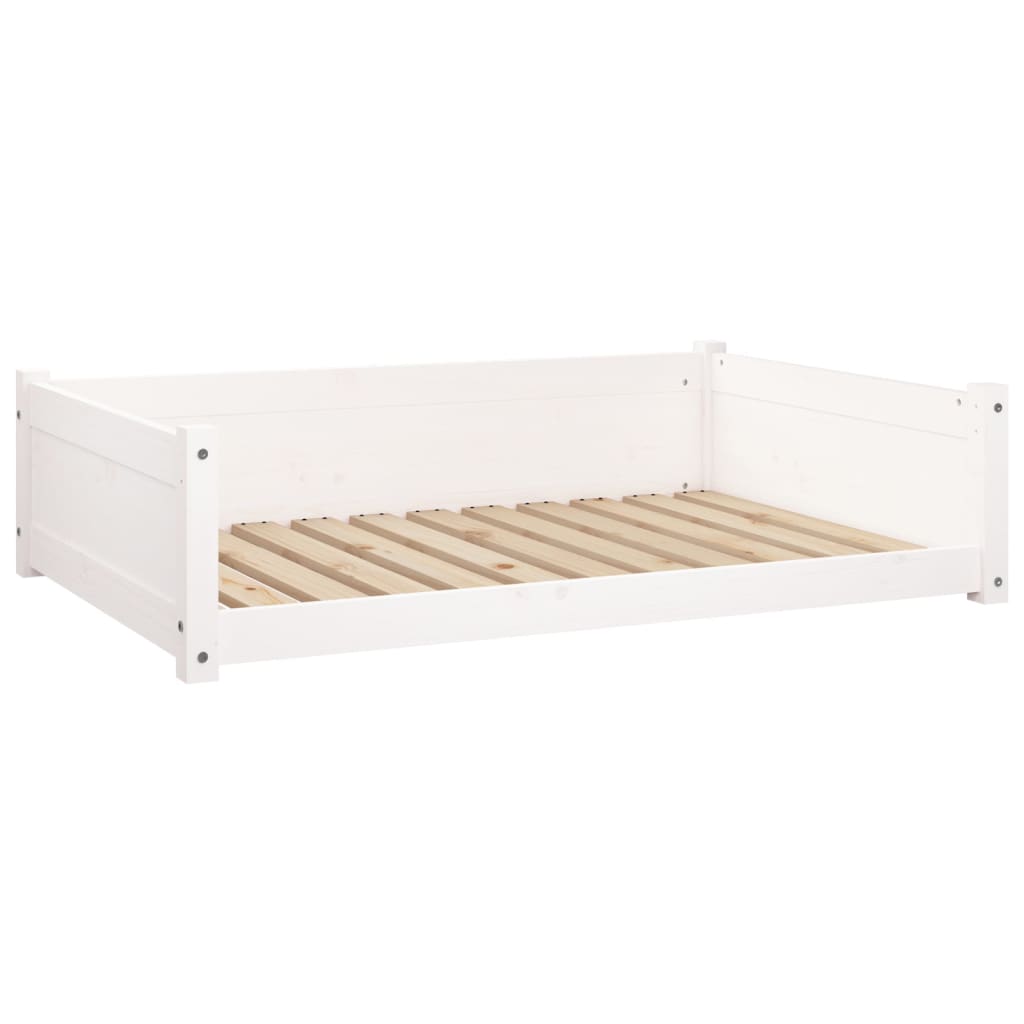 Dog bed, white, 105.5x75.5x28 cm, solid pine wood