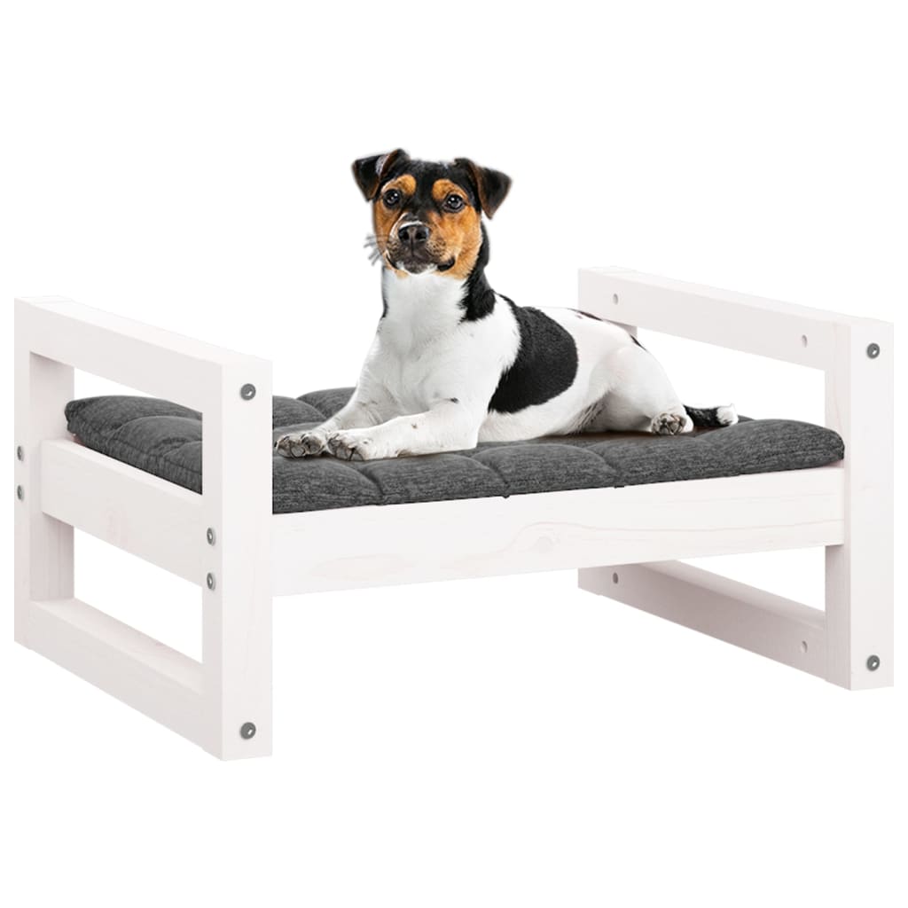 Dog bed, white, 55.5x45.5x28 cm, solid pine wood