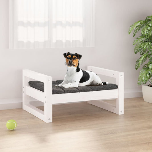 Dog bed, white, 55.5x45.5x28 cm, solid pine wood