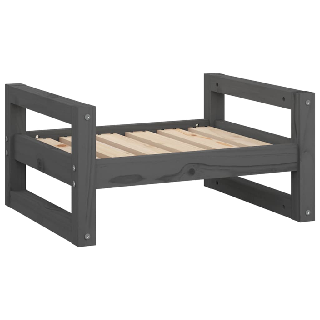 Dog bed, gray, 55.5x45.5x28 cm, solid pine wood