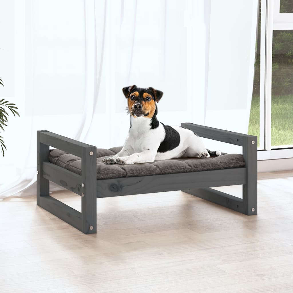 Dog bed, gray, 55.5x45.5x28 cm, solid pine wood