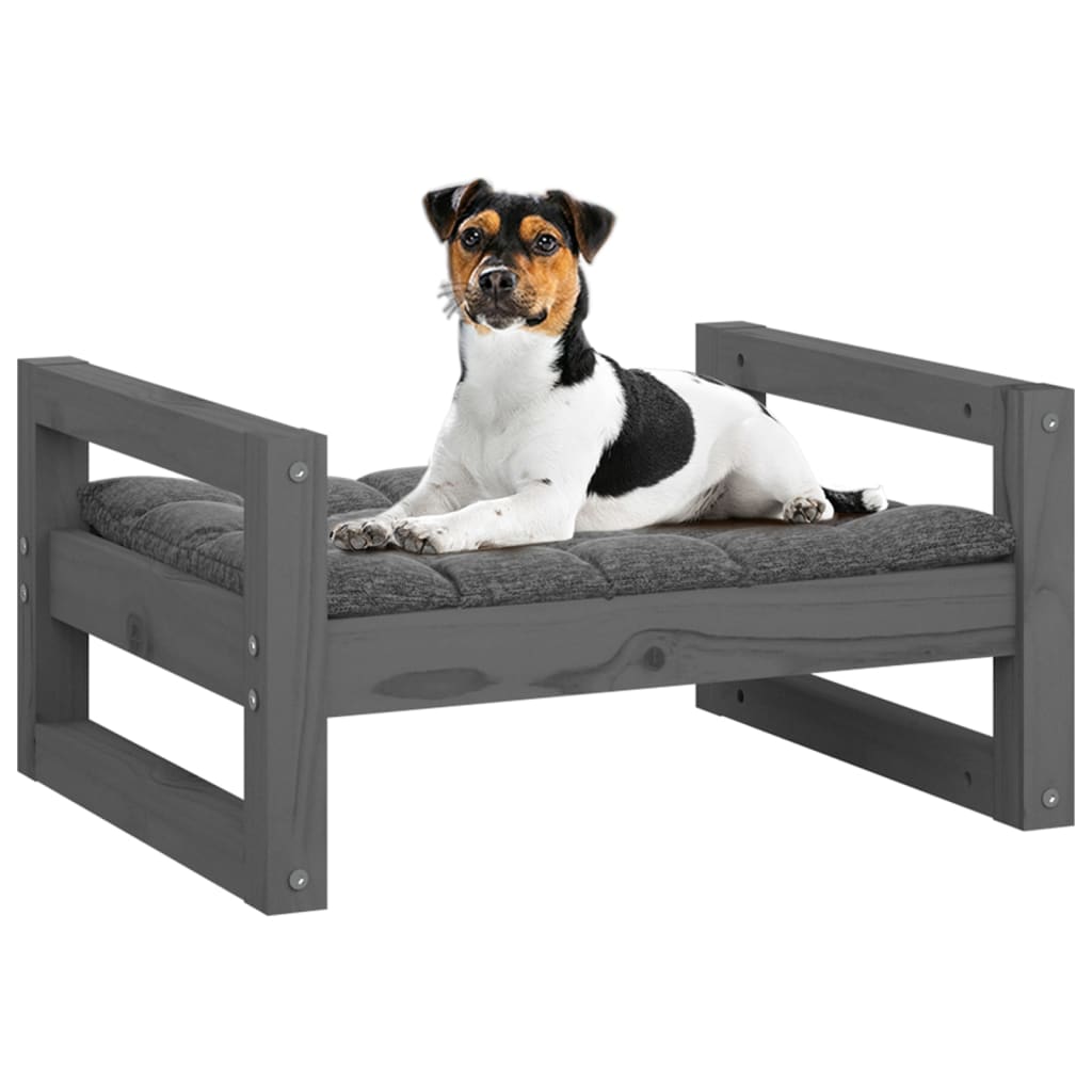 Dog bed, gray, 55.5x45.5x28 cm, solid pine wood