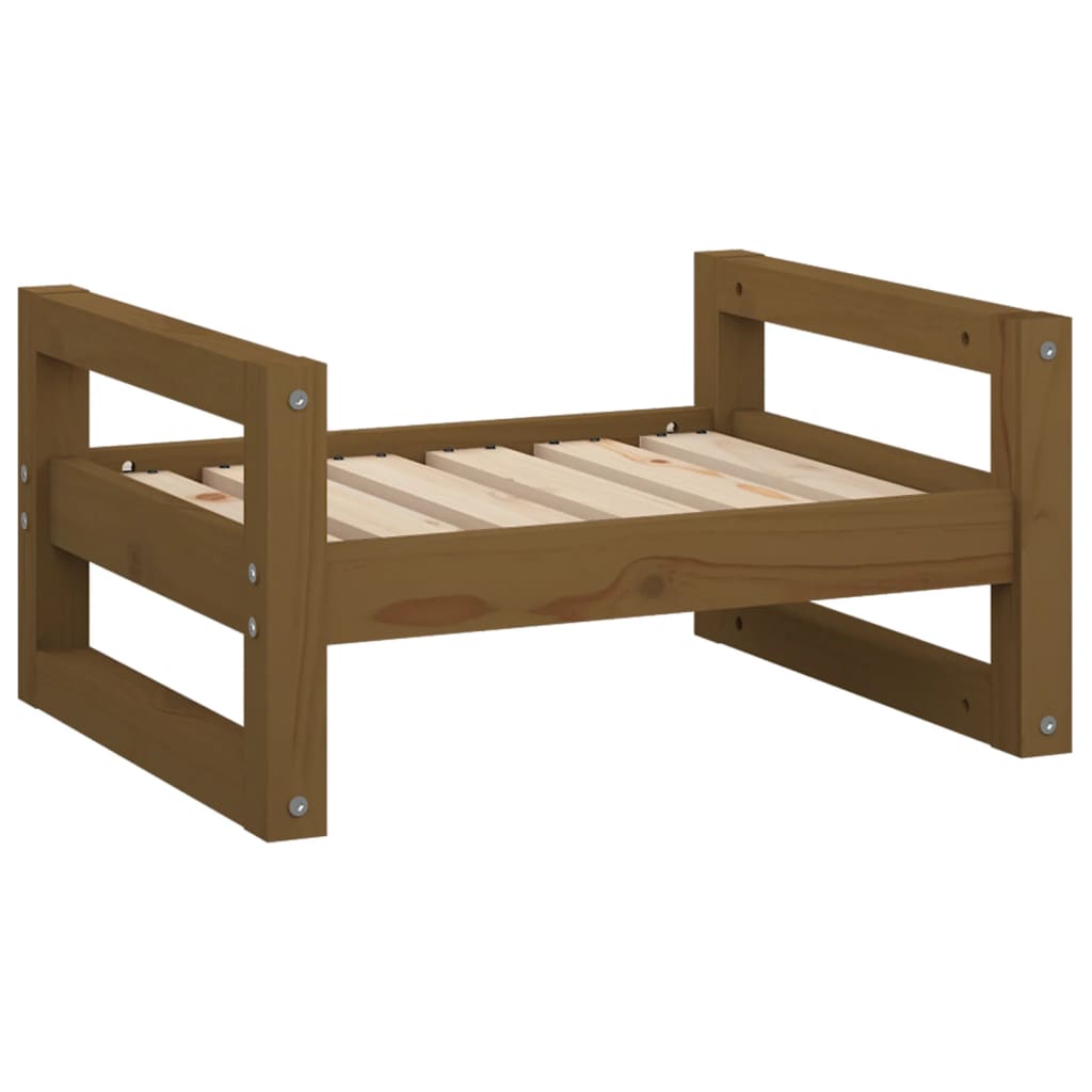 Dog bed, honey brown, 55.5x45.5x28 cm, solid pine wood