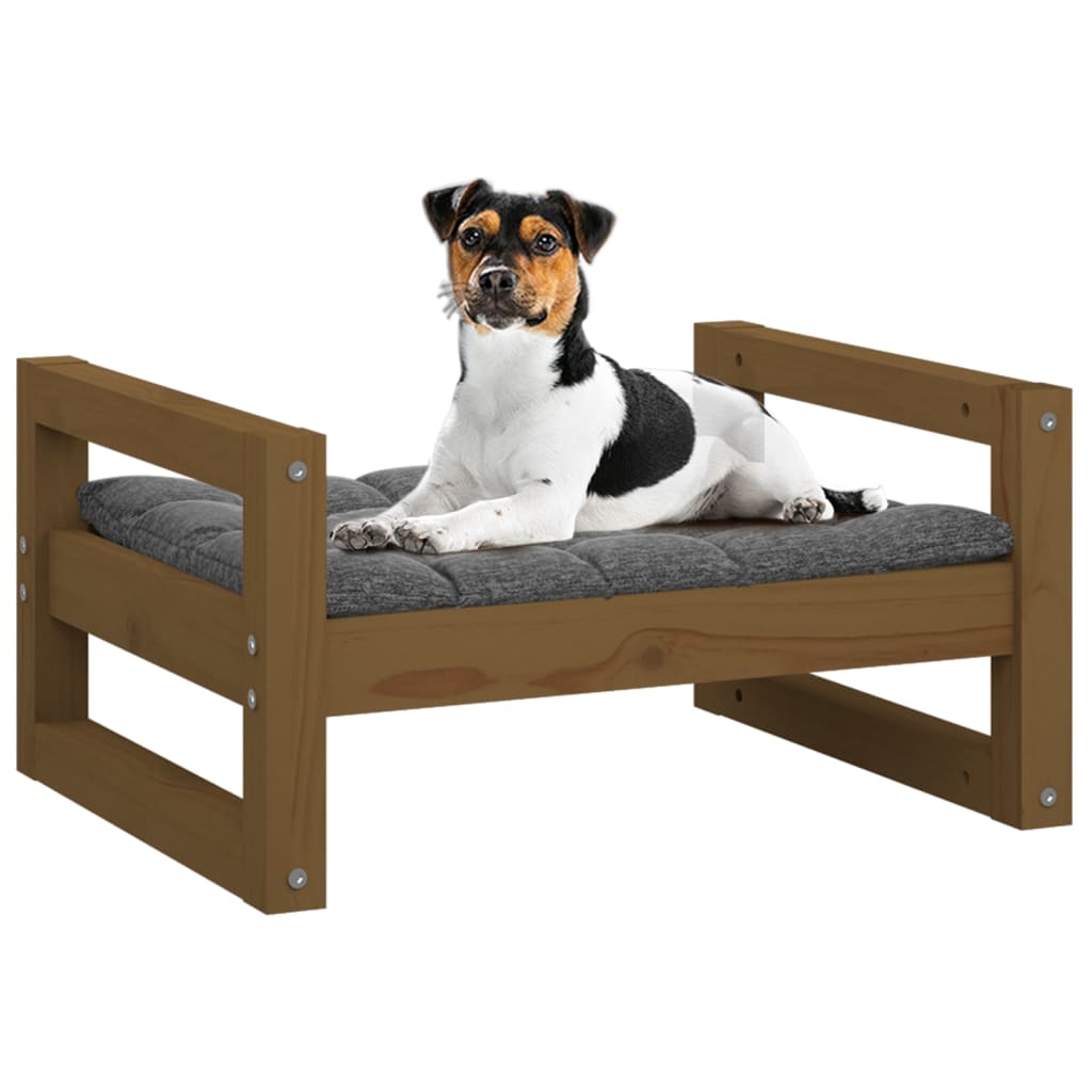 Dog bed, honey brown, 55.5x45.5x28 cm, solid pine wood