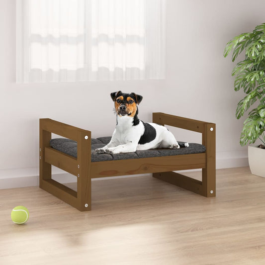 Dog bed, honey brown, 55.5x45.5x28 cm, solid pine wood