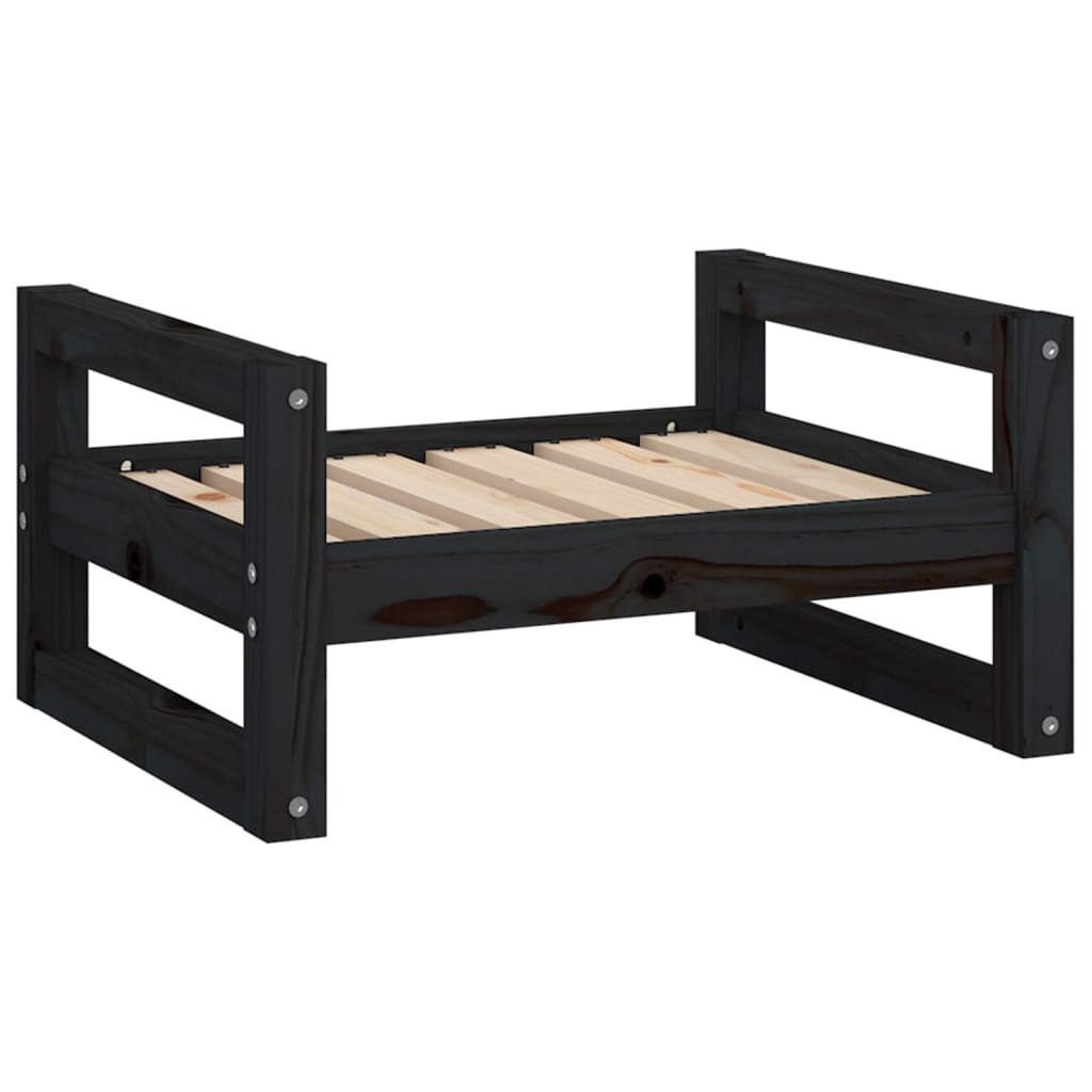 Dog bed, black, 55.5x45.5x28 cm, solid pine wood