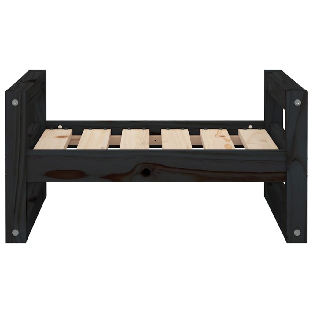 Dog bed, black, 55.5x45.5x28 cm, solid pine wood
