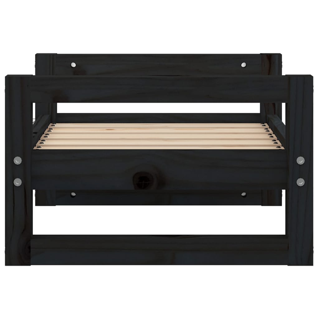 Dog bed, black, 55.5x45.5x28 cm, solid pine wood