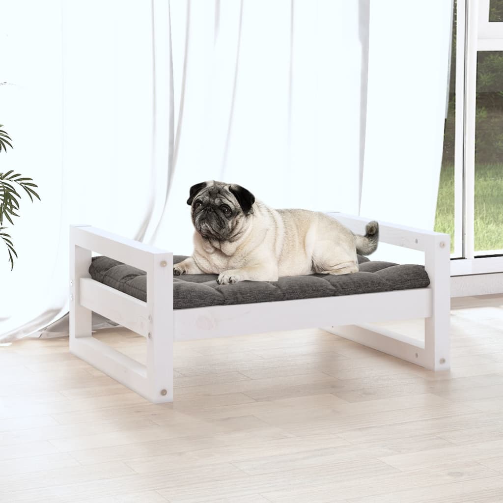 Dog bed, white, 65.5x50.5x28 cm, solid pine wood