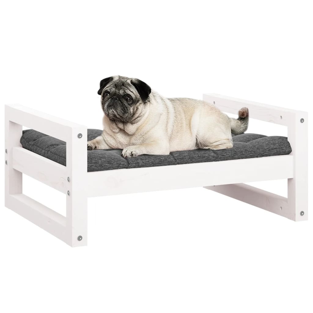 Dog bed, white, 65.5x50.5x28 cm, solid pine wood