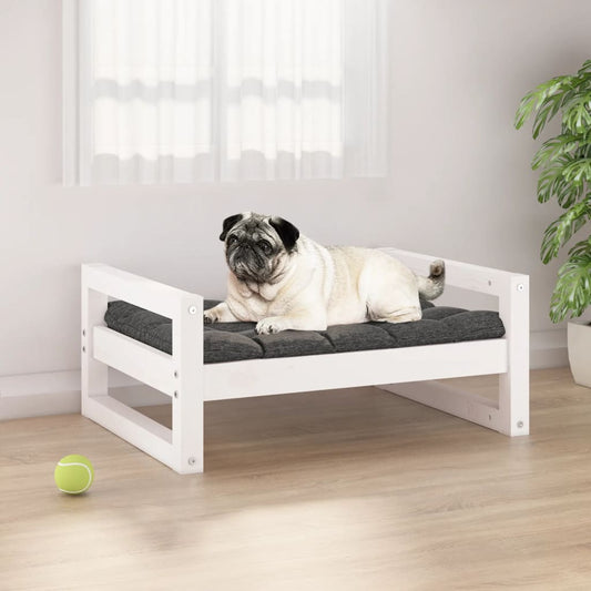 Dog bed, white, 65.5x50.5x28 cm, solid pine wood
