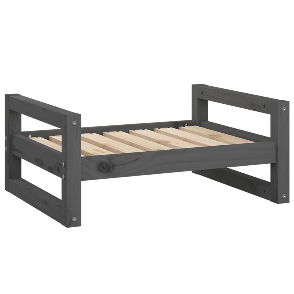 Dog bed, gray, 65.5x50.5x28 cm, solid pine wood