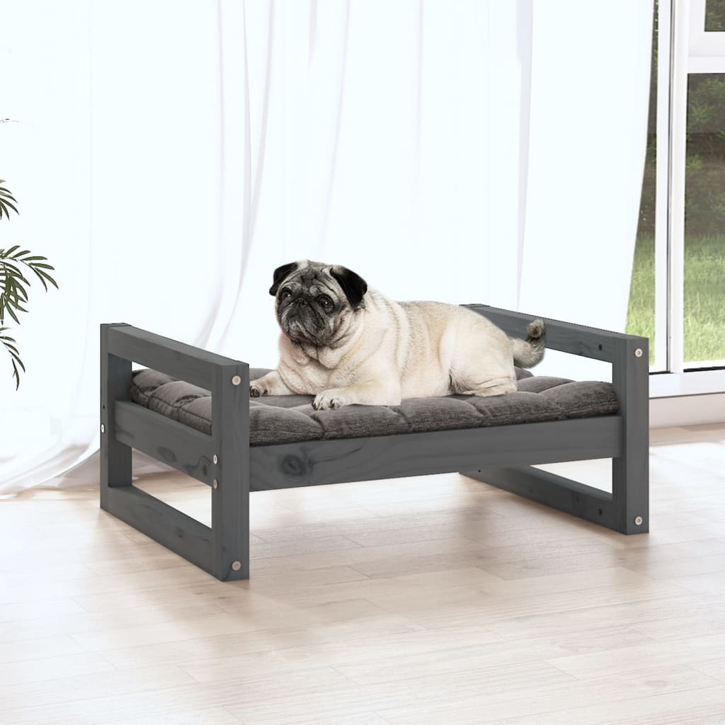 Dog bed, gray, 65.5x50.5x28 cm, solid pine wood