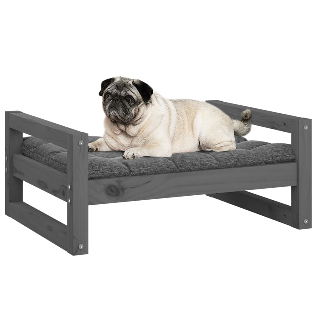 Dog bed, gray, 65.5x50.5x28 cm, solid pine wood