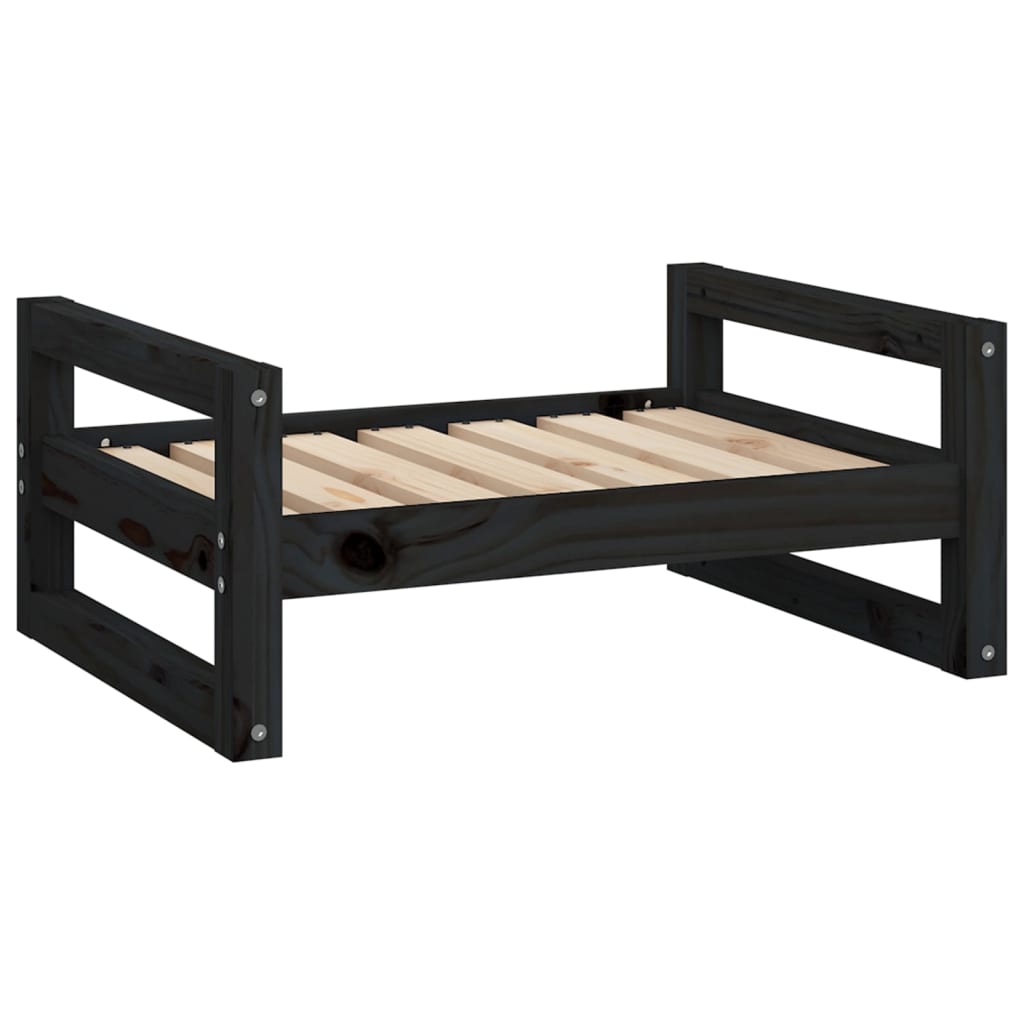 Dog bed, black, 65.5x50.5x28 cm, solid pine wood