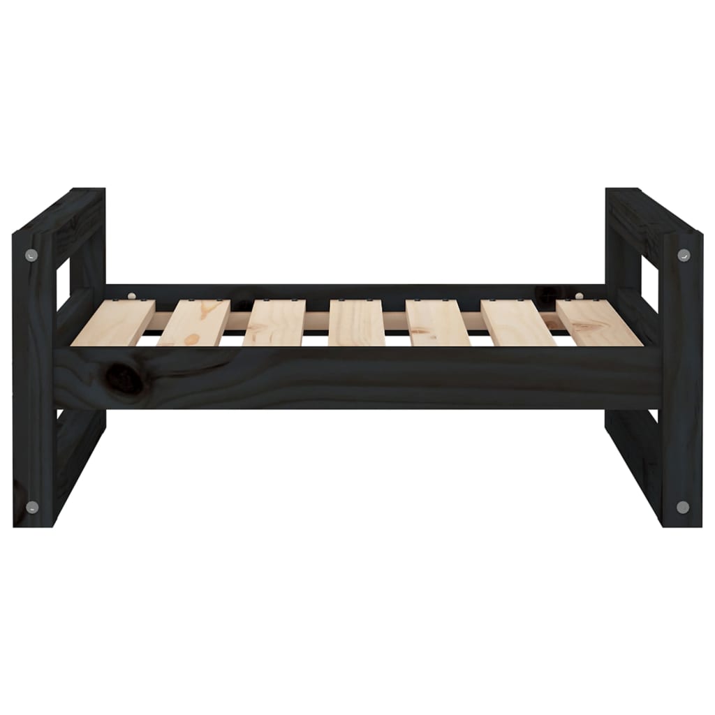 Dog bed, black, 65.5x50.5x28 cm, solid pine wood