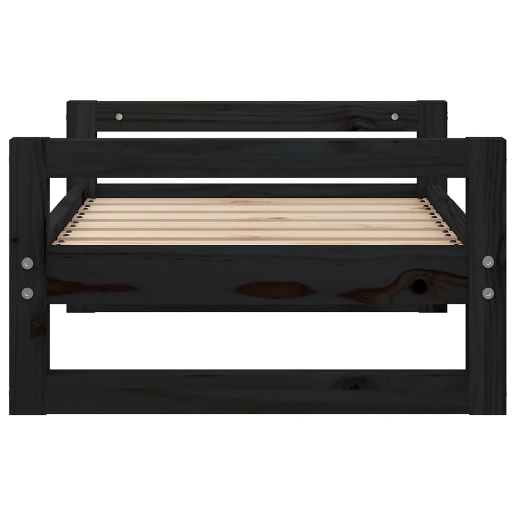 Dog bed, black, 65.5x50.5x28 cm, solid pine wood