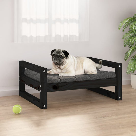 Dog bed, black, 65.5x50.5x28 cm, solid pine wood