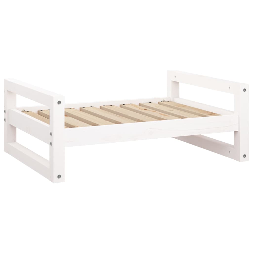 Dog bed, white, 75.5x55.5x28 cm, solid pine wood
