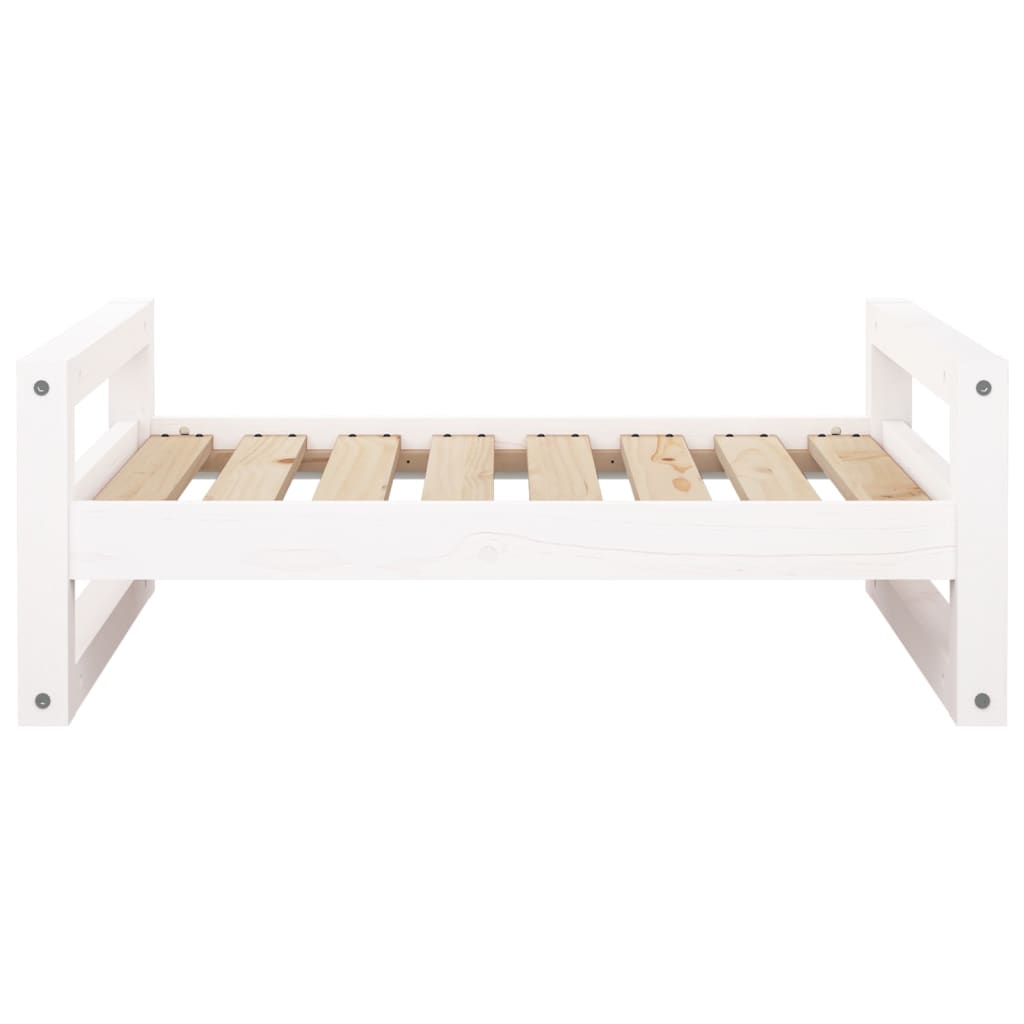 Dog bed, white, 75.5x55.5x28 cm, solid pine wood