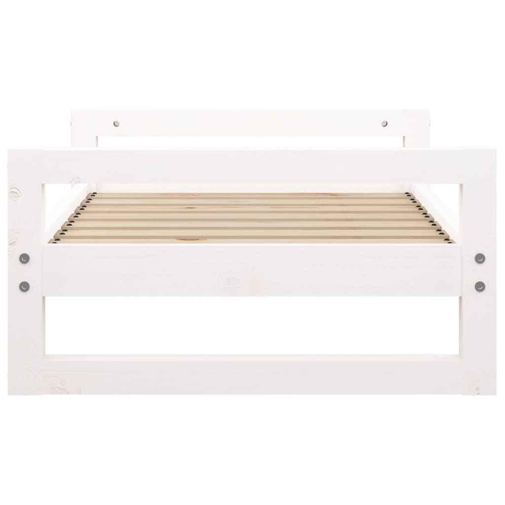 Dog bed, white, 75.5x55.5x28 cm, solid pine wood