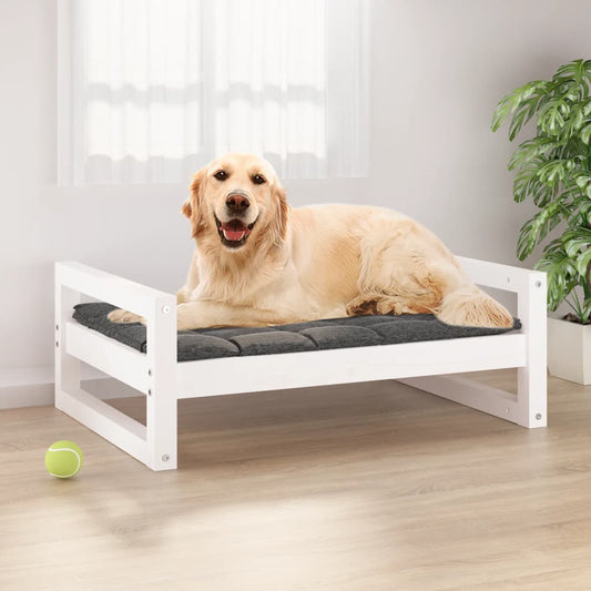 Dog bed, white, 75.5x55.5x28 cm, solid pine wood